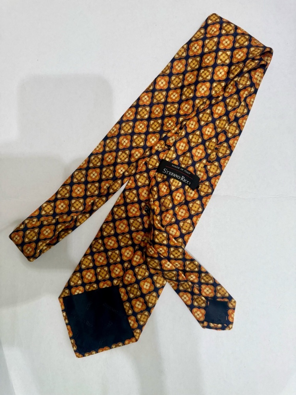 EUC STEFANO RICCI Luxury 100% Silk Tie Geometric Medallion Print – Made in Italy